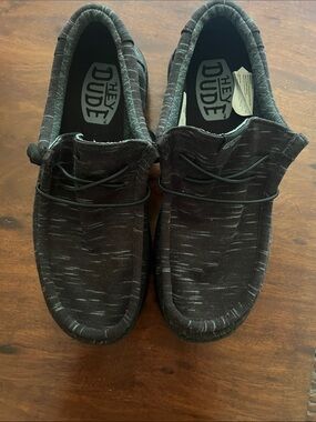 Hey Dude Men's Black Knit Slip-On Loafers